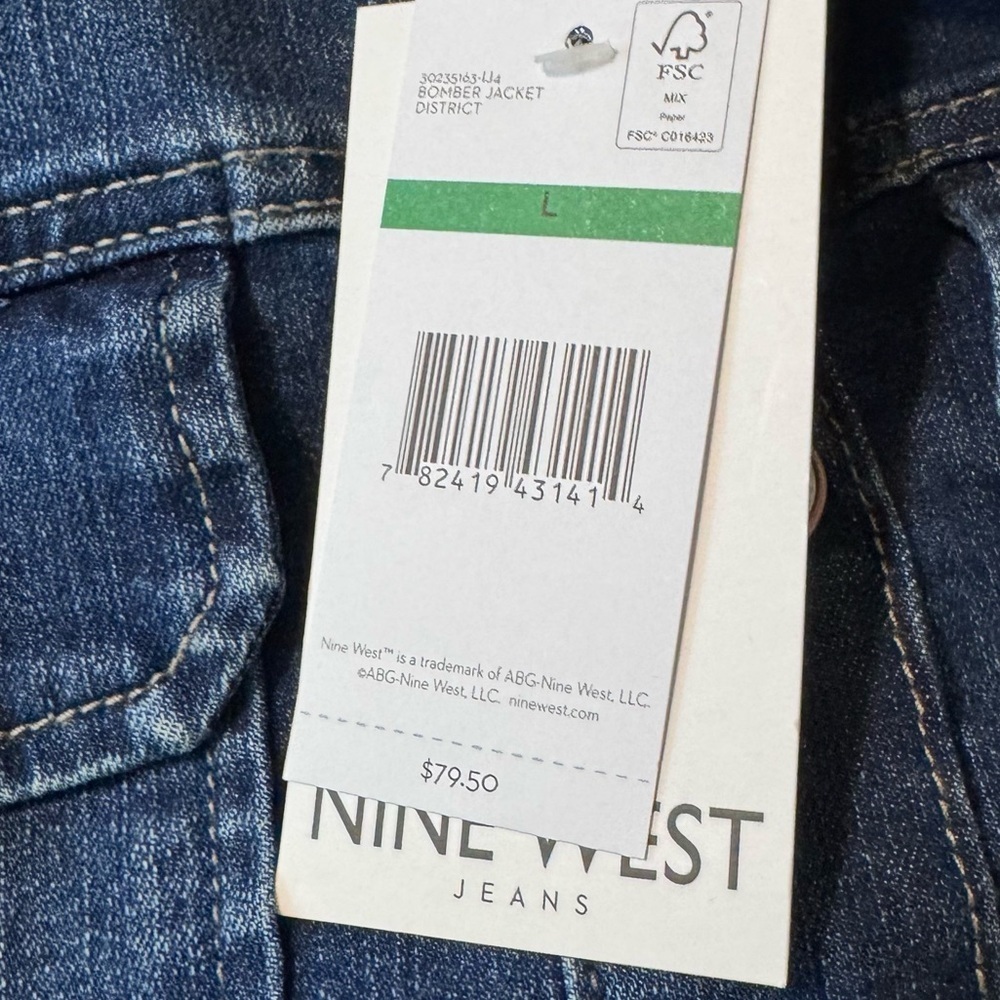 Nine West NEW Denim Bomber Style,Jacket,blazer,SZ Large exaggerated pockets - Picture 2 of 5